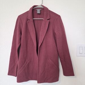 Matty M Burgundy Wine Maroon Sweater Cardigan Blazer Jacket Cotton Blend Size S